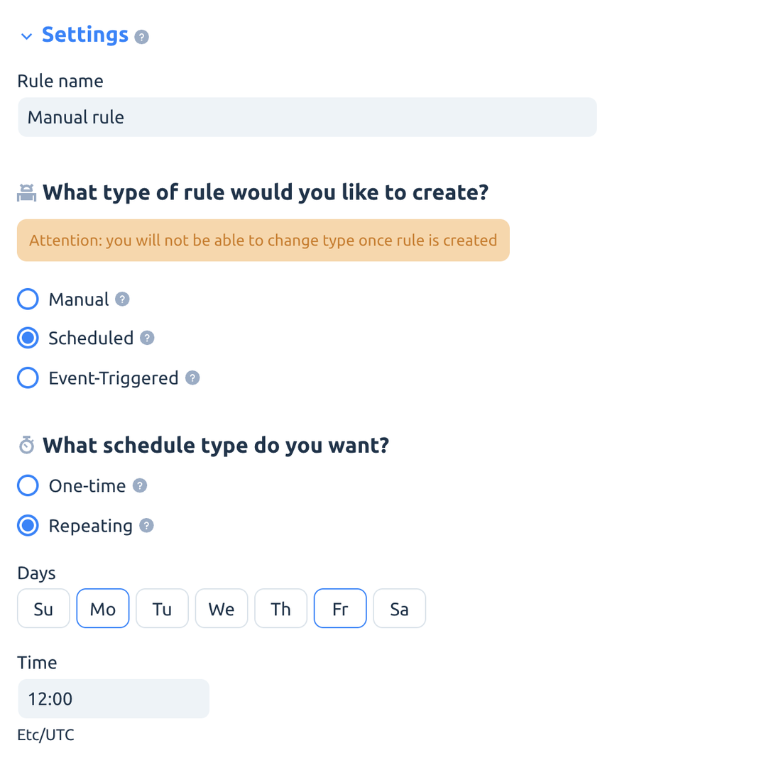 Repeating Scheduled Rules