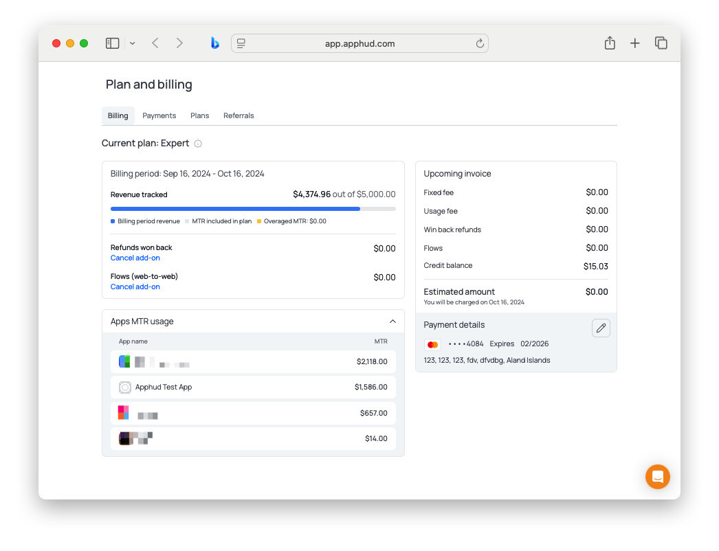 Billing Portal at Apphud